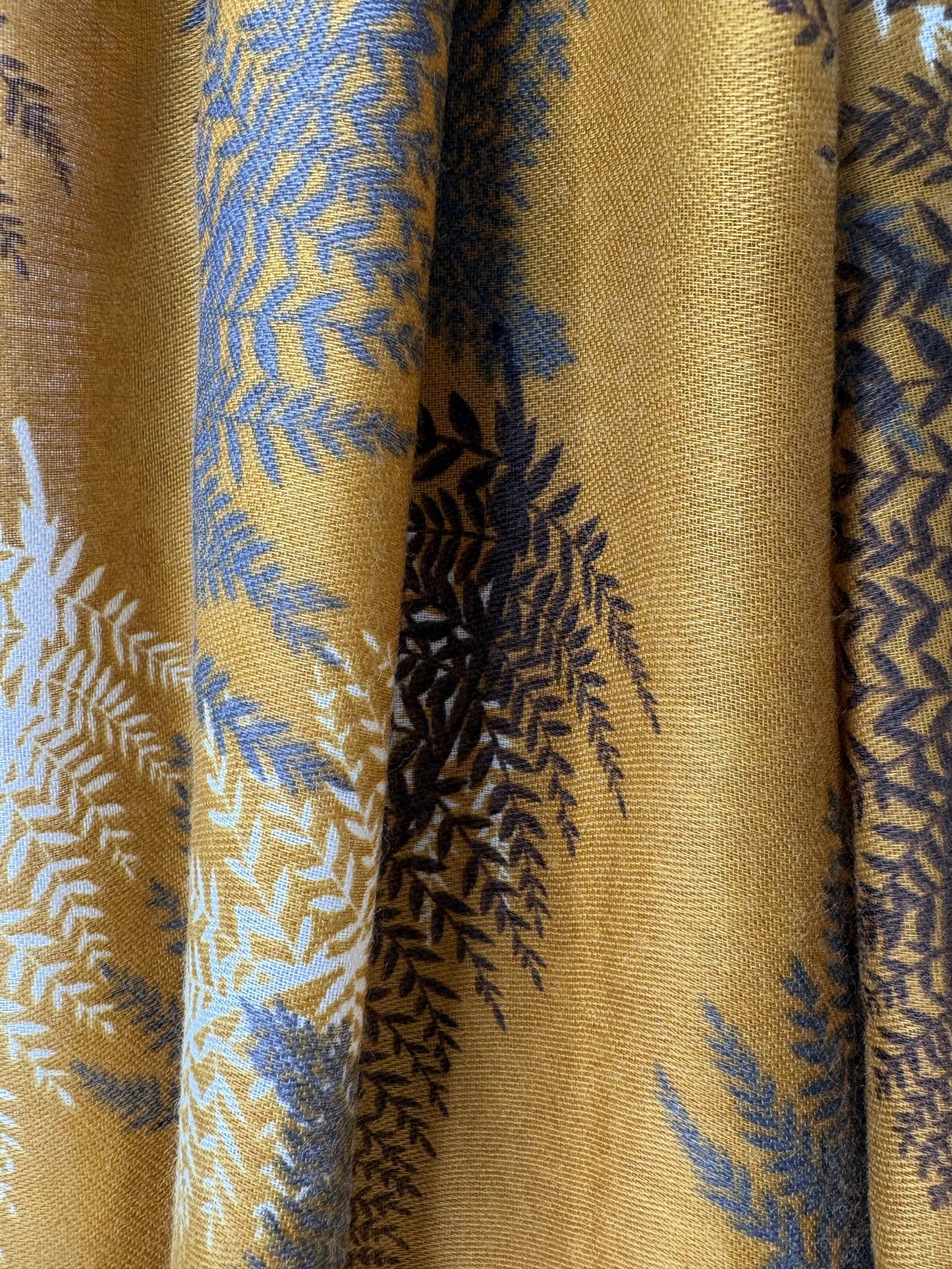 Golden brown leaf print scarf