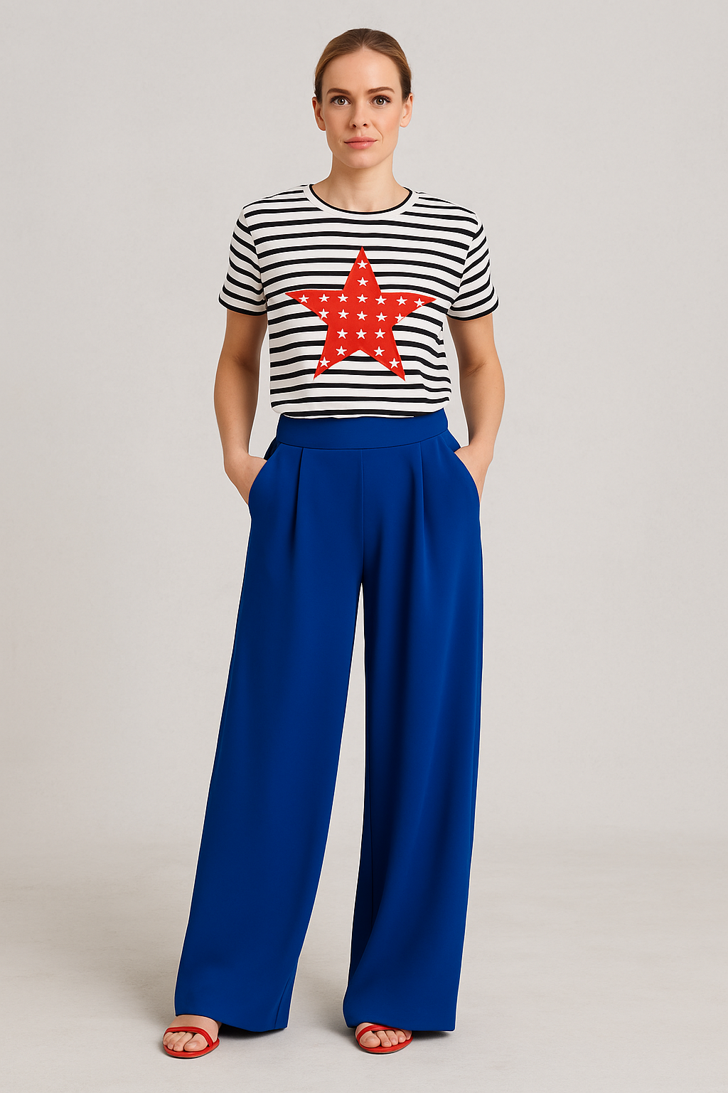 Blue wide leg trousers