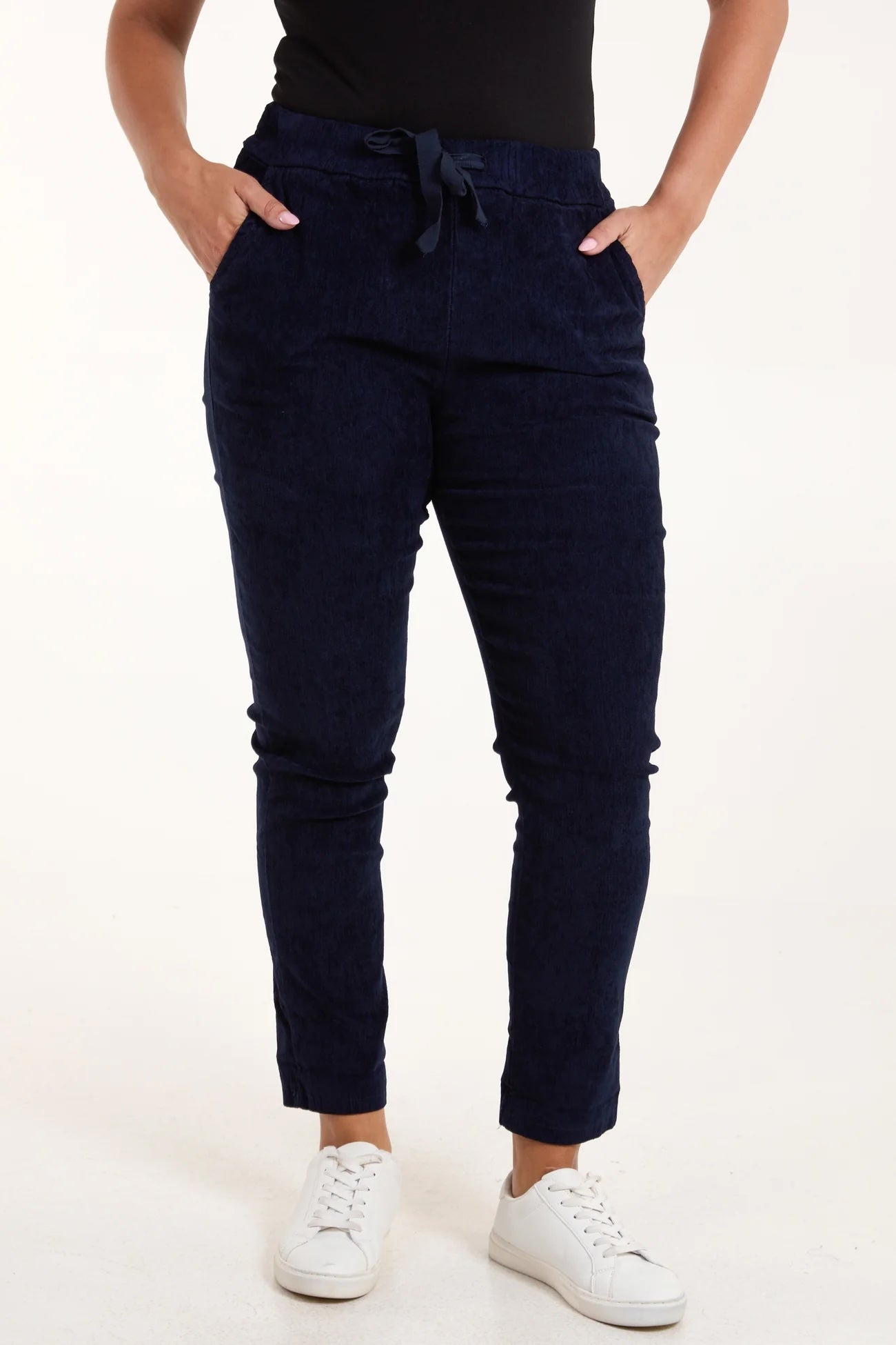 Corduroy Stretchy Women's Magic Trousers - Navy