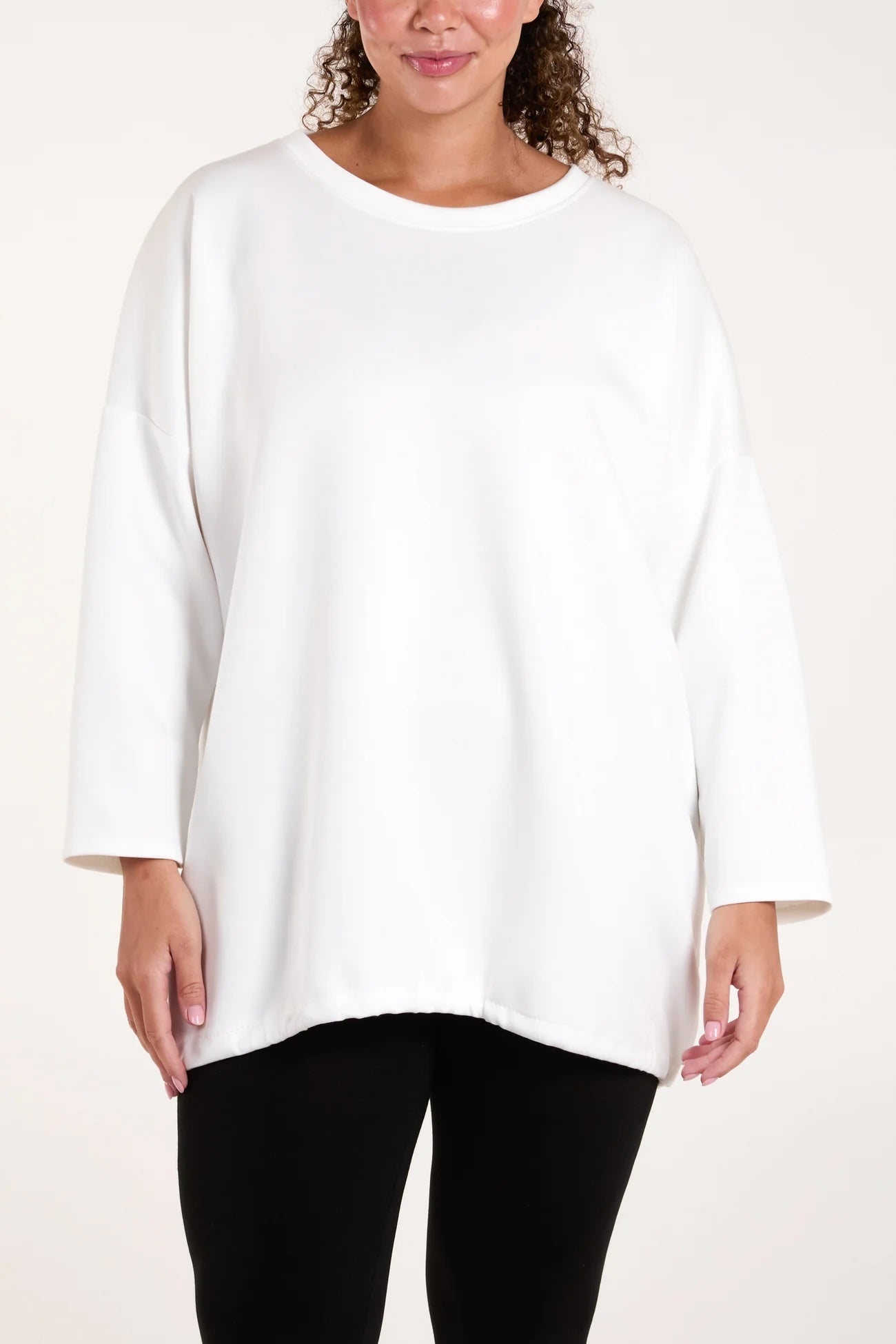 Round Neck Super Soft Sweatshirt with back toggle - White