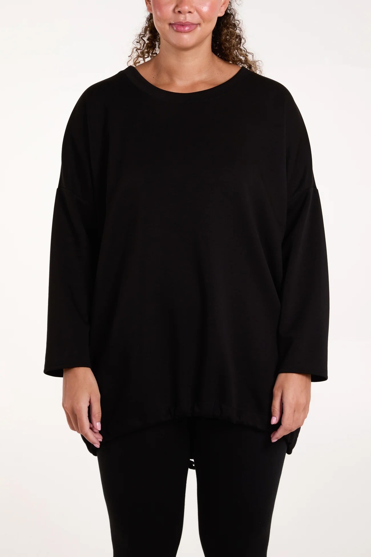 Round Neck Super Soft Sweatshirt with back toggle - Black