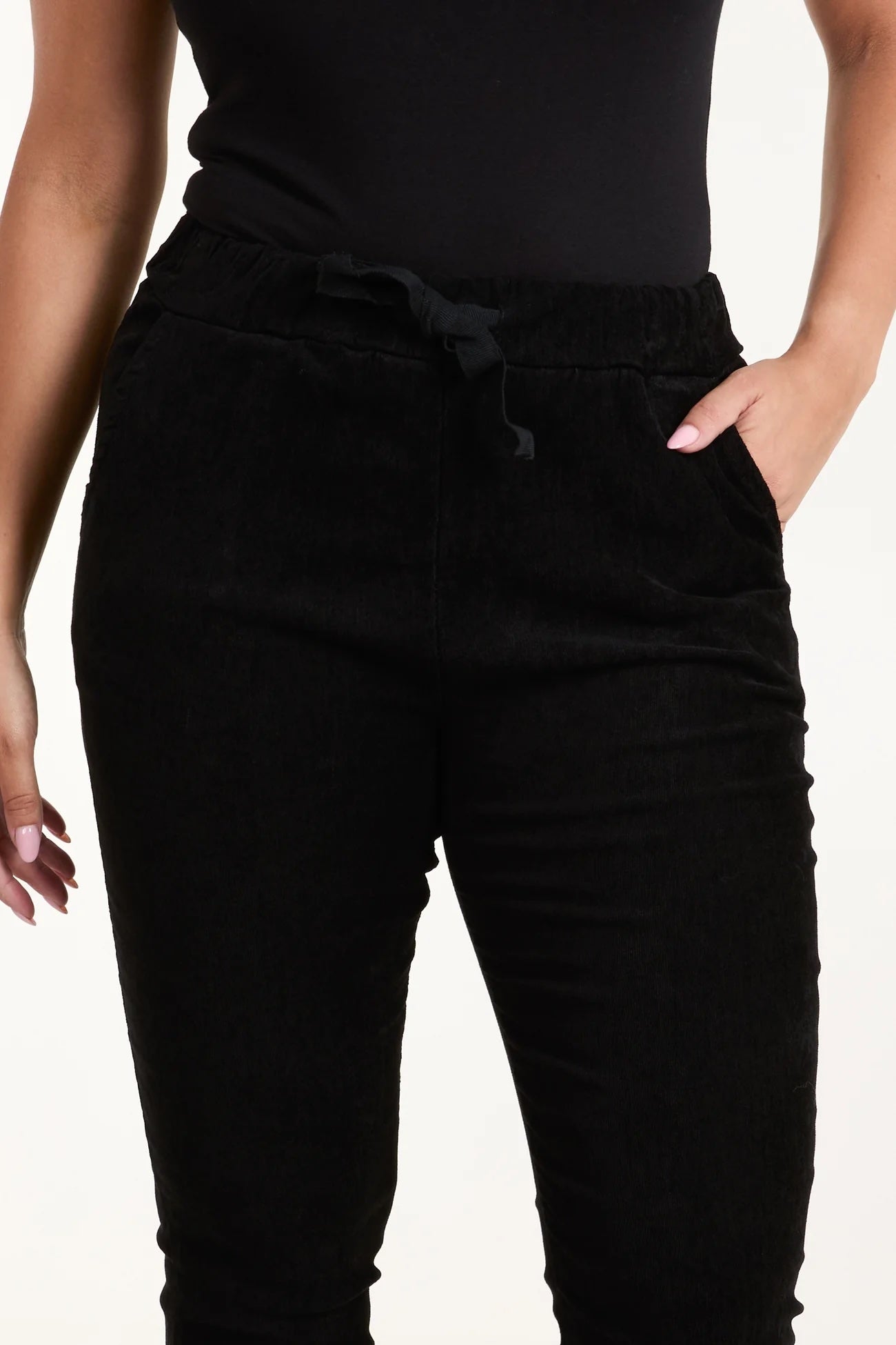 Corduroy Stretchy Women's Magic Trousers - Black