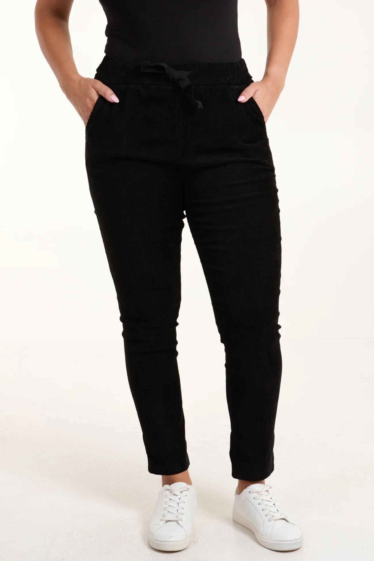 Corduroy Stretchy Women's Magic Trousers - Black
