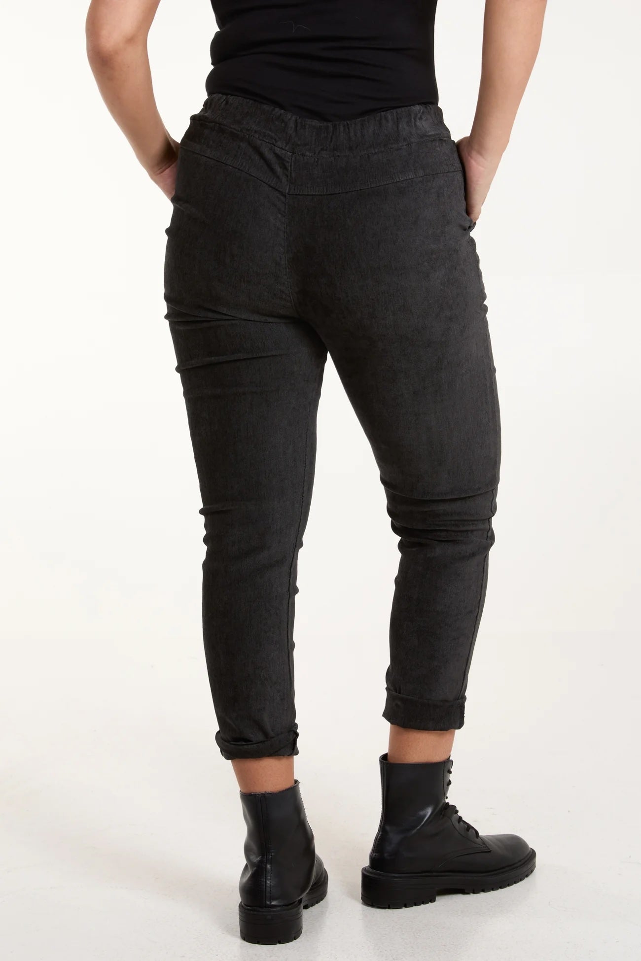 Corduroy Stretchy Women's Magic Trousers - Charcoal