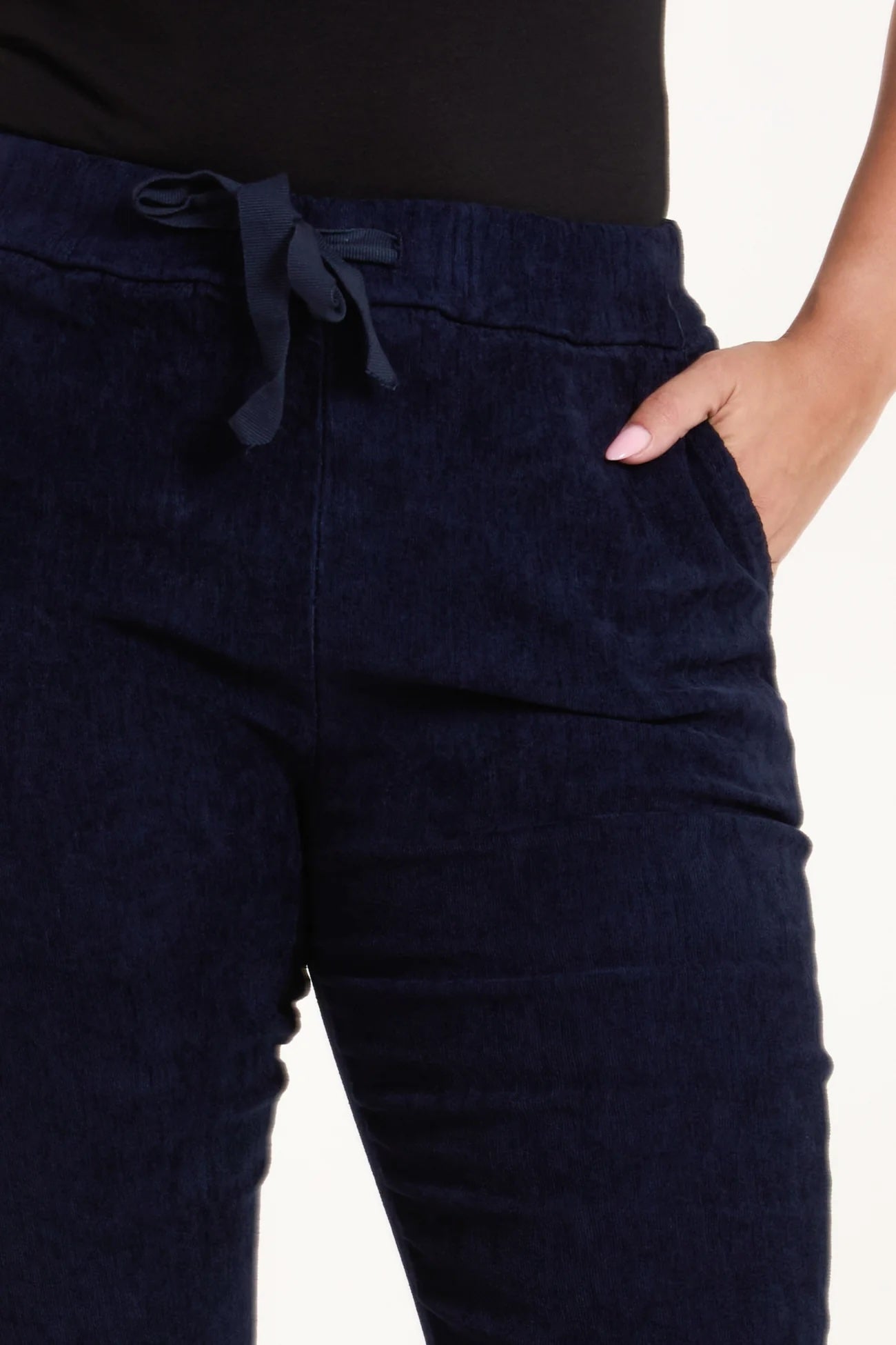 Corduroy Stretchy Women's Magic Trousers - Navy