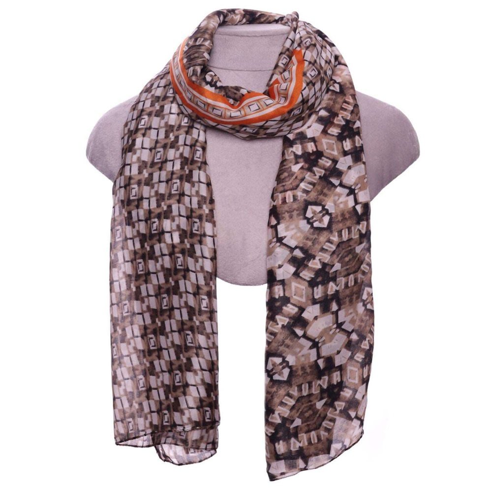 Khaki abstract scarf style-heaven