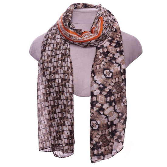 Khaki abstract scarf style-heaven