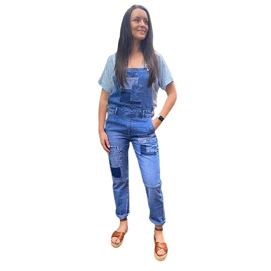 Patch Work Denim Dungarees - style-heaven