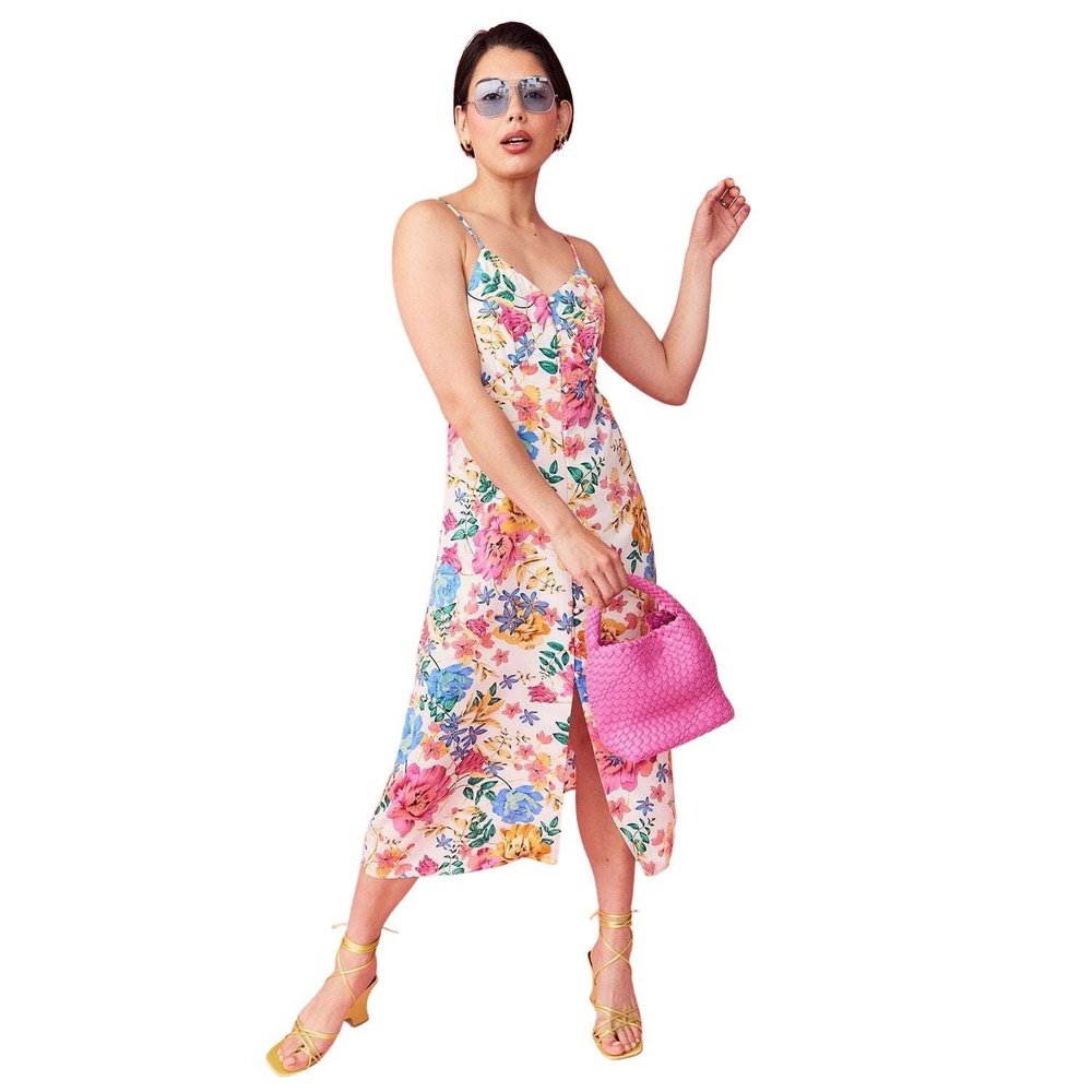 Floral Silk Blend Deluxe Midi Dress Available in 2 Sizes Jayley