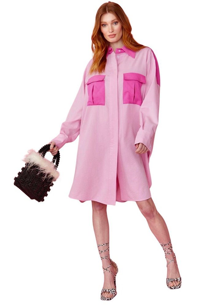 Silk Blend Kate Shirt Dress Available in Pink & Green suziestyle-heaven