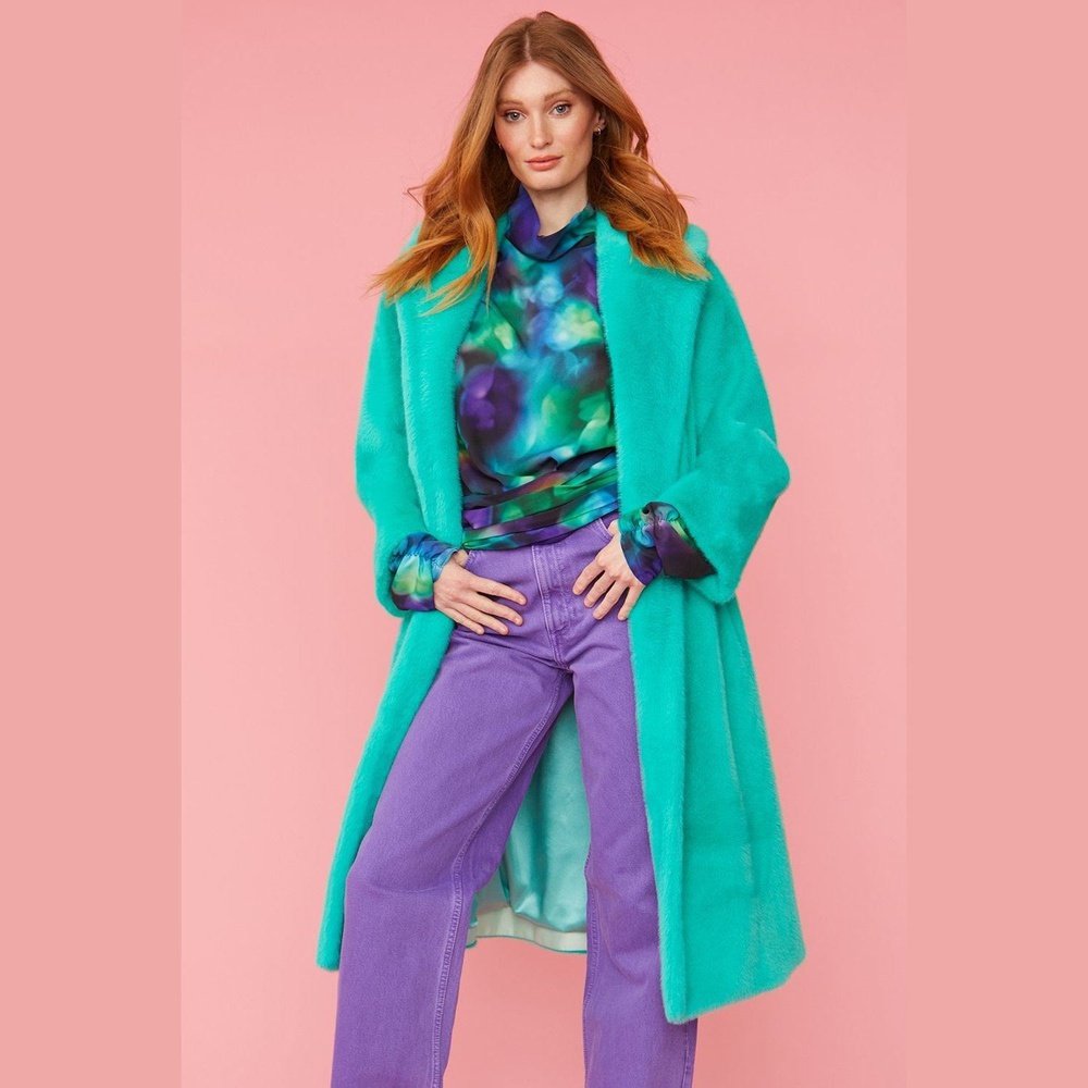 Jayley Faux Fur Midi Duchess Coat Jayley