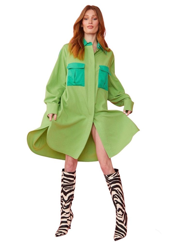 Silk Blend Kate Shirt Dress Available in Pink & Green suziestyle-heaven