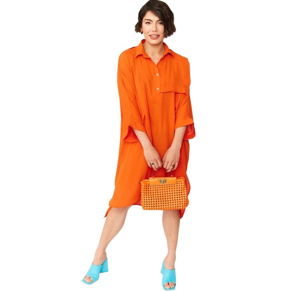 Lara Silk Blend Super Soft Shirt Dress Available in Pink and Orange One Size 8-18 Jayley