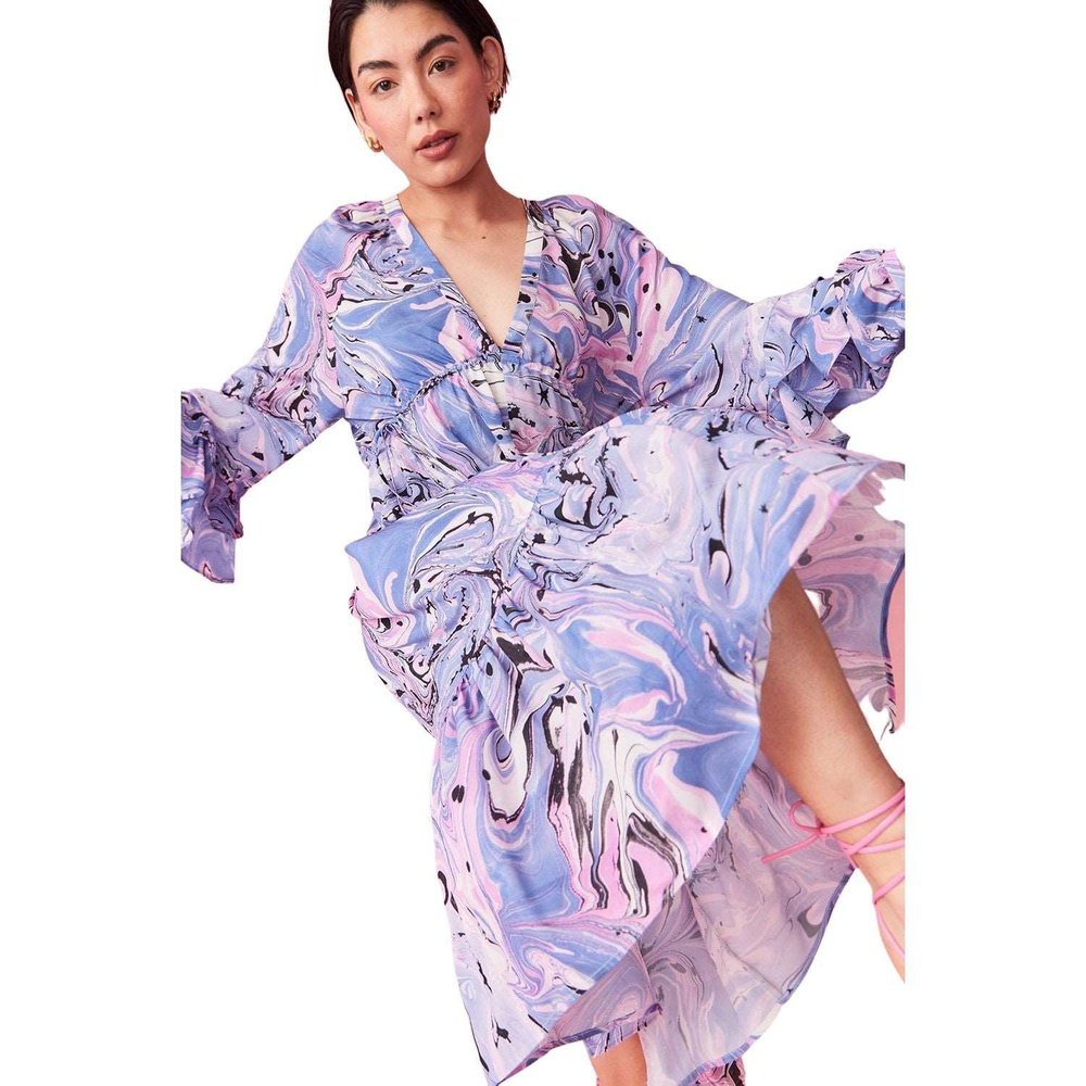 Super Soft Purple Abstract Silk Blend Women's Dress Available in 2 Sizes Jayley