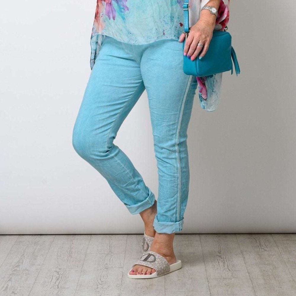 Velvet Trim Comfortable Magic Trousers One Size available in 9 colours style-heaven