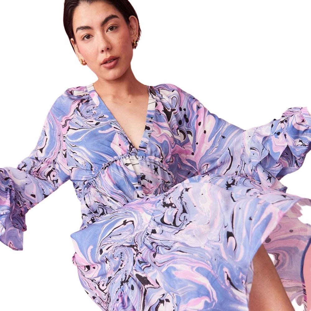 Super Soft Purple Abstract Silk Blend Women's Dress Available in 2 Sizes Jayley