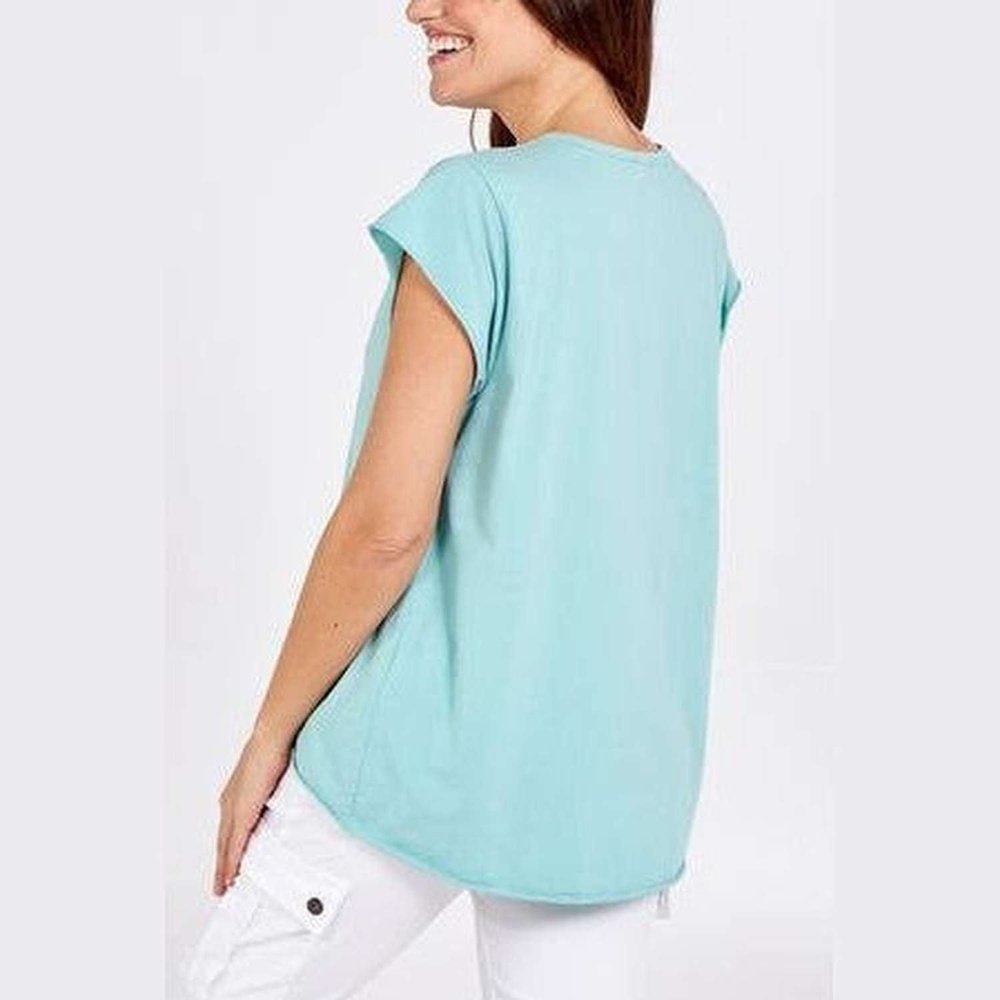 Mint Cap Sleeve Rolled Edge women's Top suziestyle-heaven