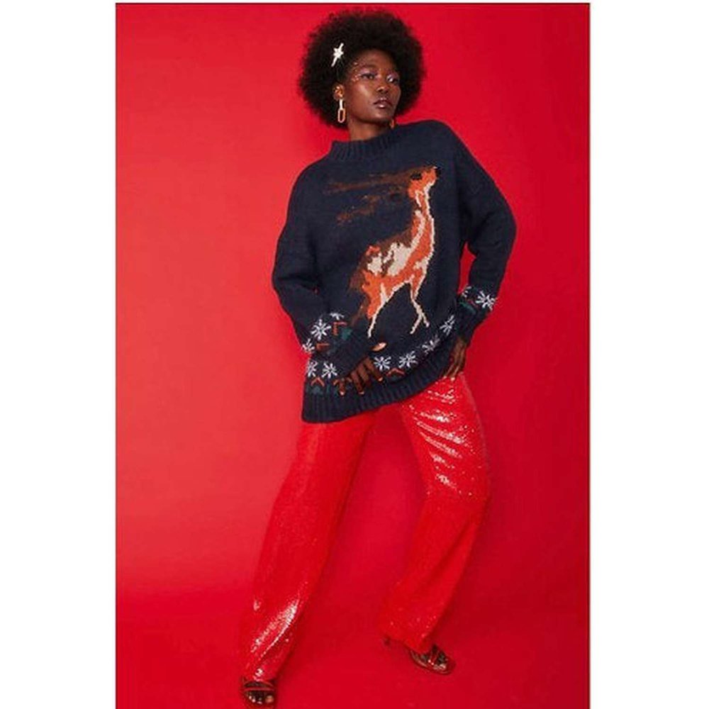 Reindeer Cashmere Blend Women's Christmas Jumper available in 3 colours suziestyle-heaven