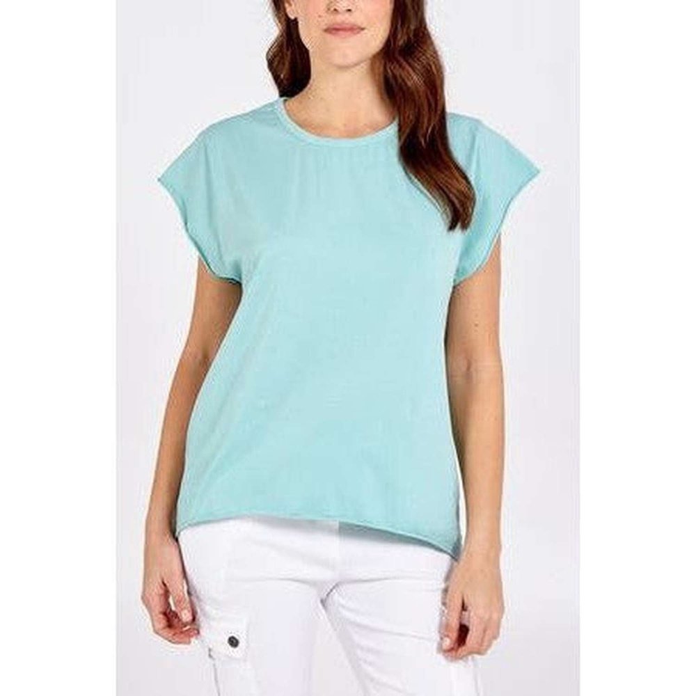 Mint Cap Sleeve Rolled Edge women's Top suziestyle-heaven