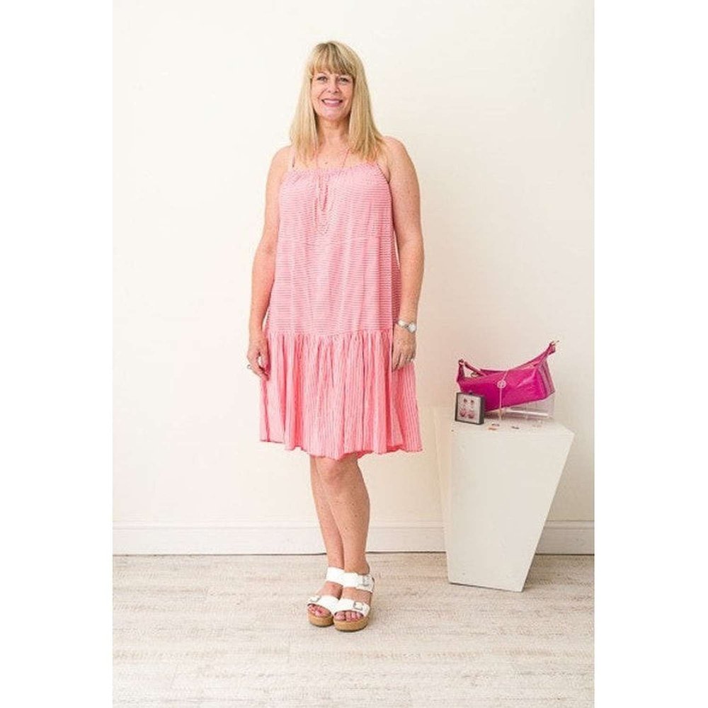 Coral stripe  women's vest dress suziestyle-heaven