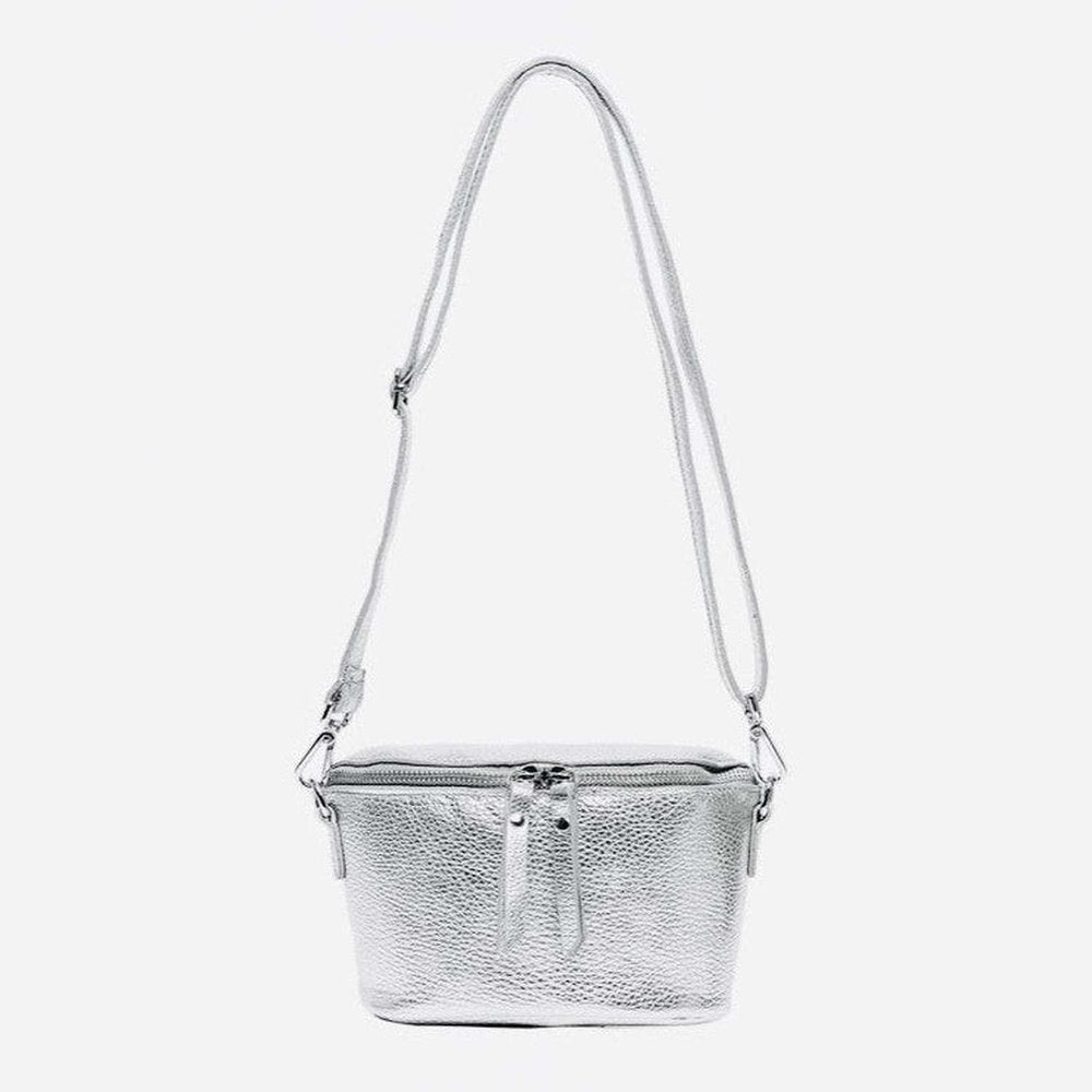 Silver leather crossbody bag suziestyle-heaven