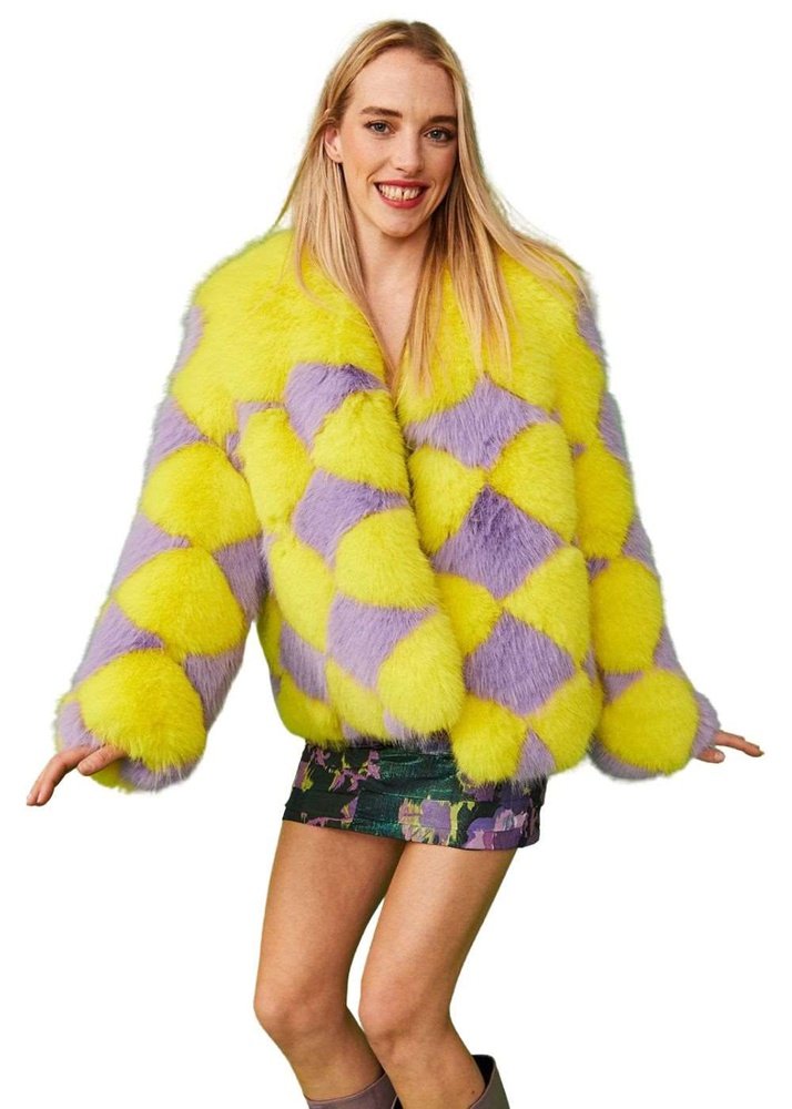 Jayley Delilah Luxurious Diamond Faux Fur Jacket Jayley