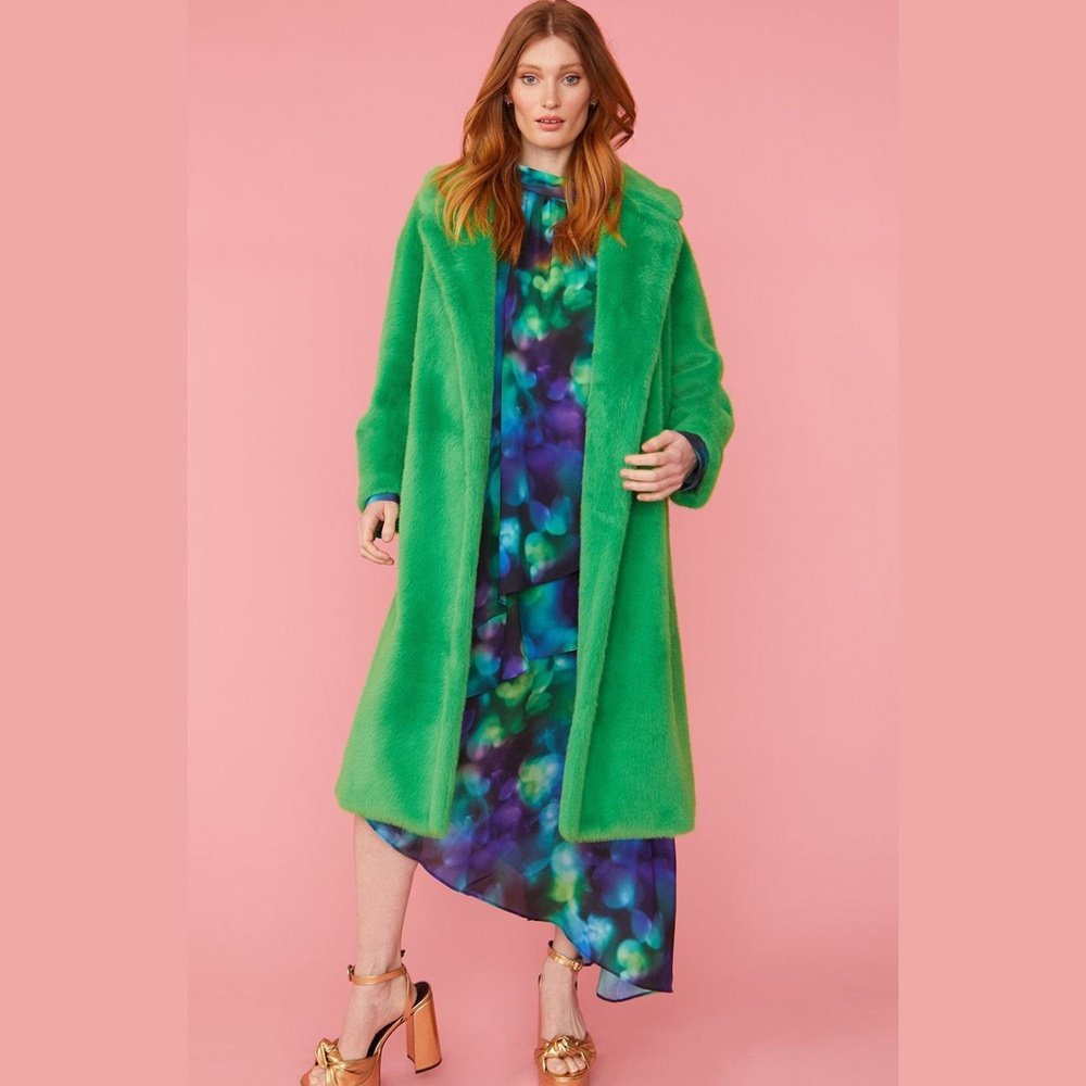 Jayley Faux Fur Midi Duchess Coat Jayley