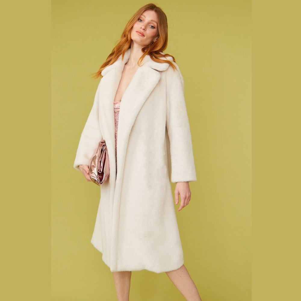 Jayley Faux Fur Midi Duchess Coat Jayley
