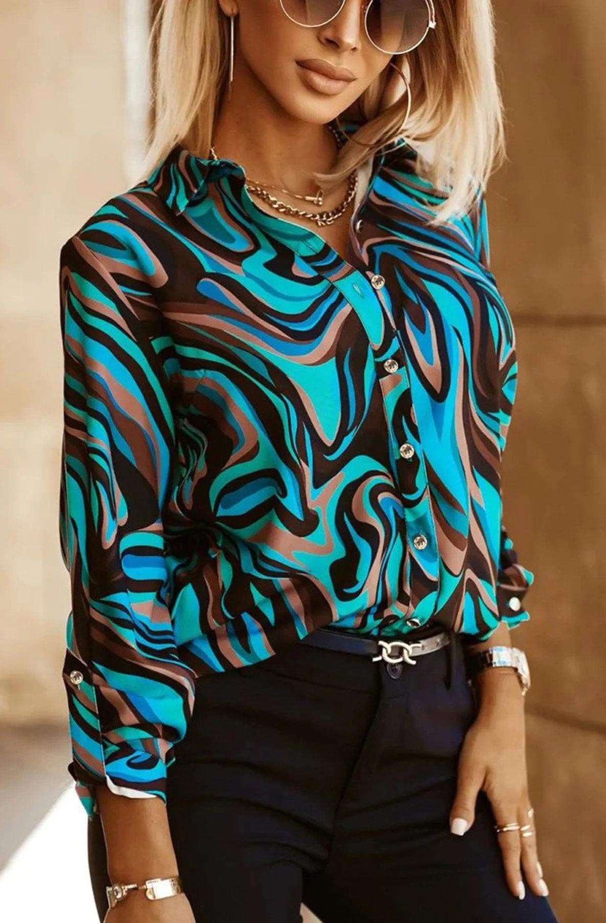 Arianne Abstract Print Blouse Shirt Top