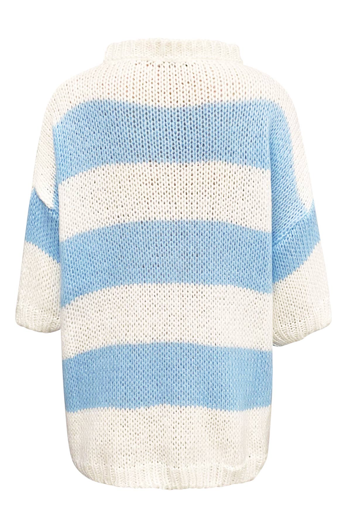Binka Striped Knitted Jumper Sweater Top-Blue