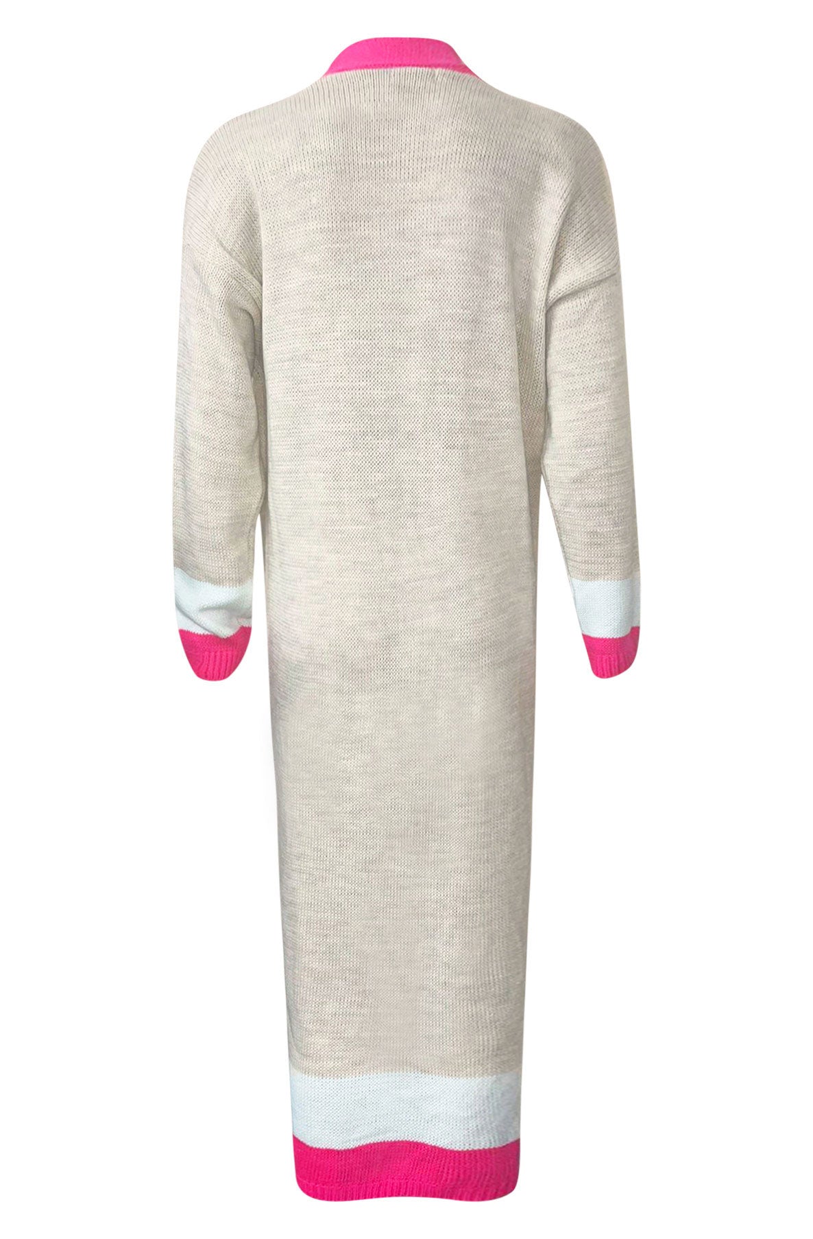 Cersei Longline Colour Block Cardigan-Hot Pink