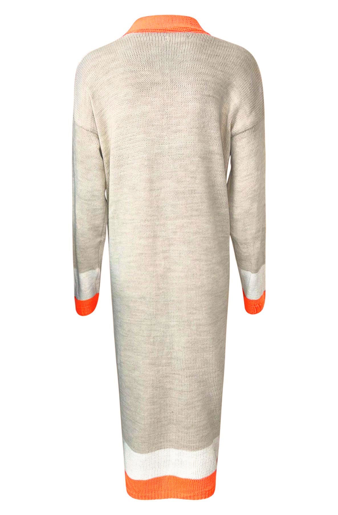 Cersei Longline Colour Block Cardigan-Orange