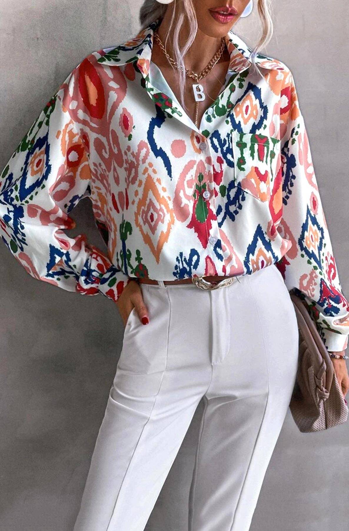 Constance Abstract Print Shirt Top