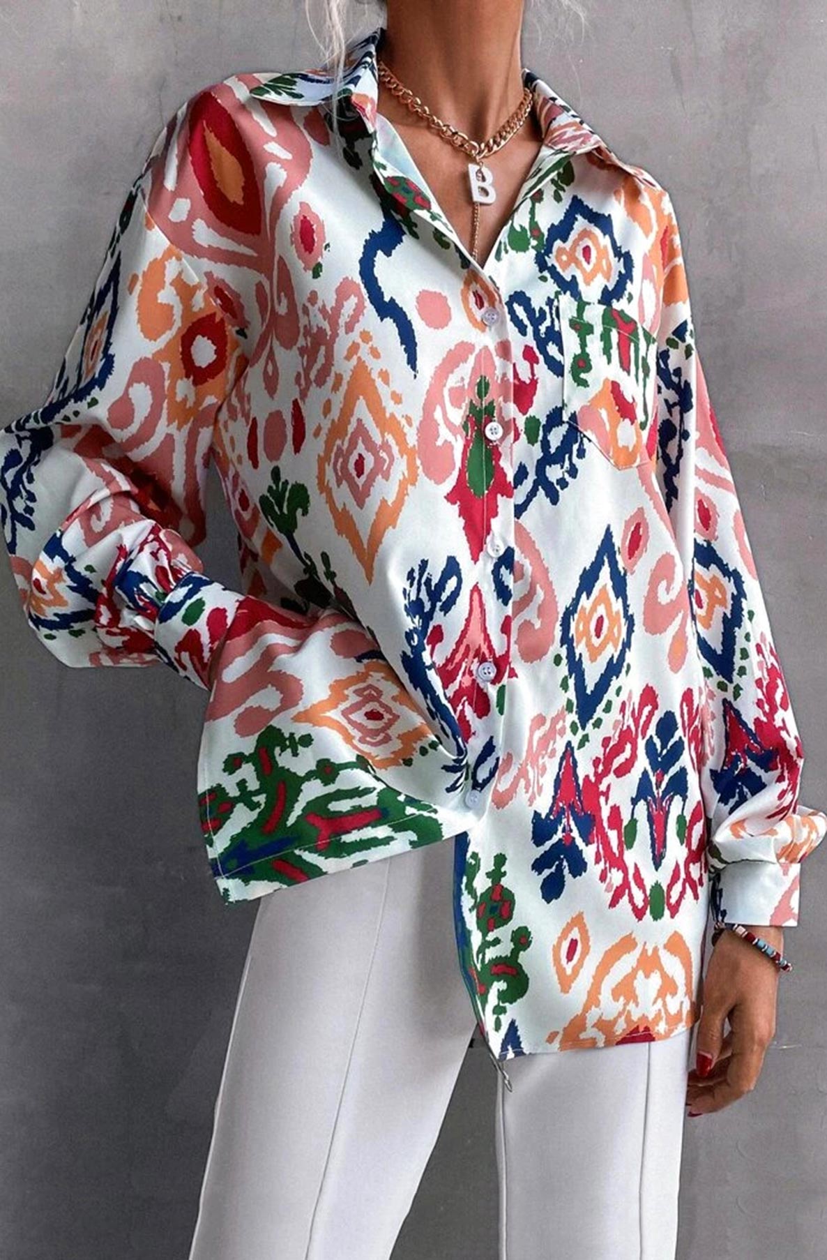 Constance Abstract Print Shirt Top