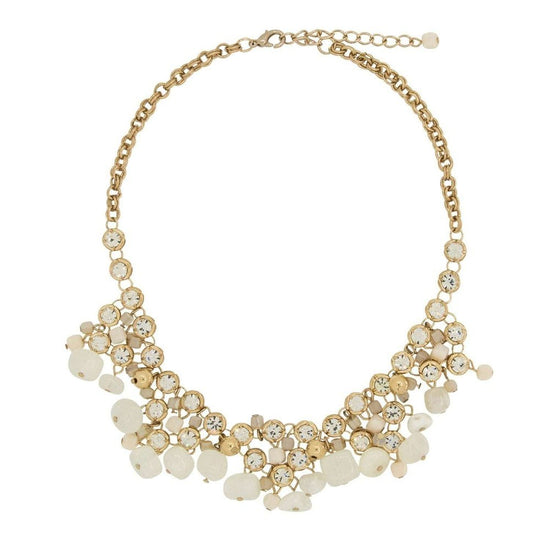 Ariana Gold and Cream Stone Crystal Statement Short Necklace style-heaven