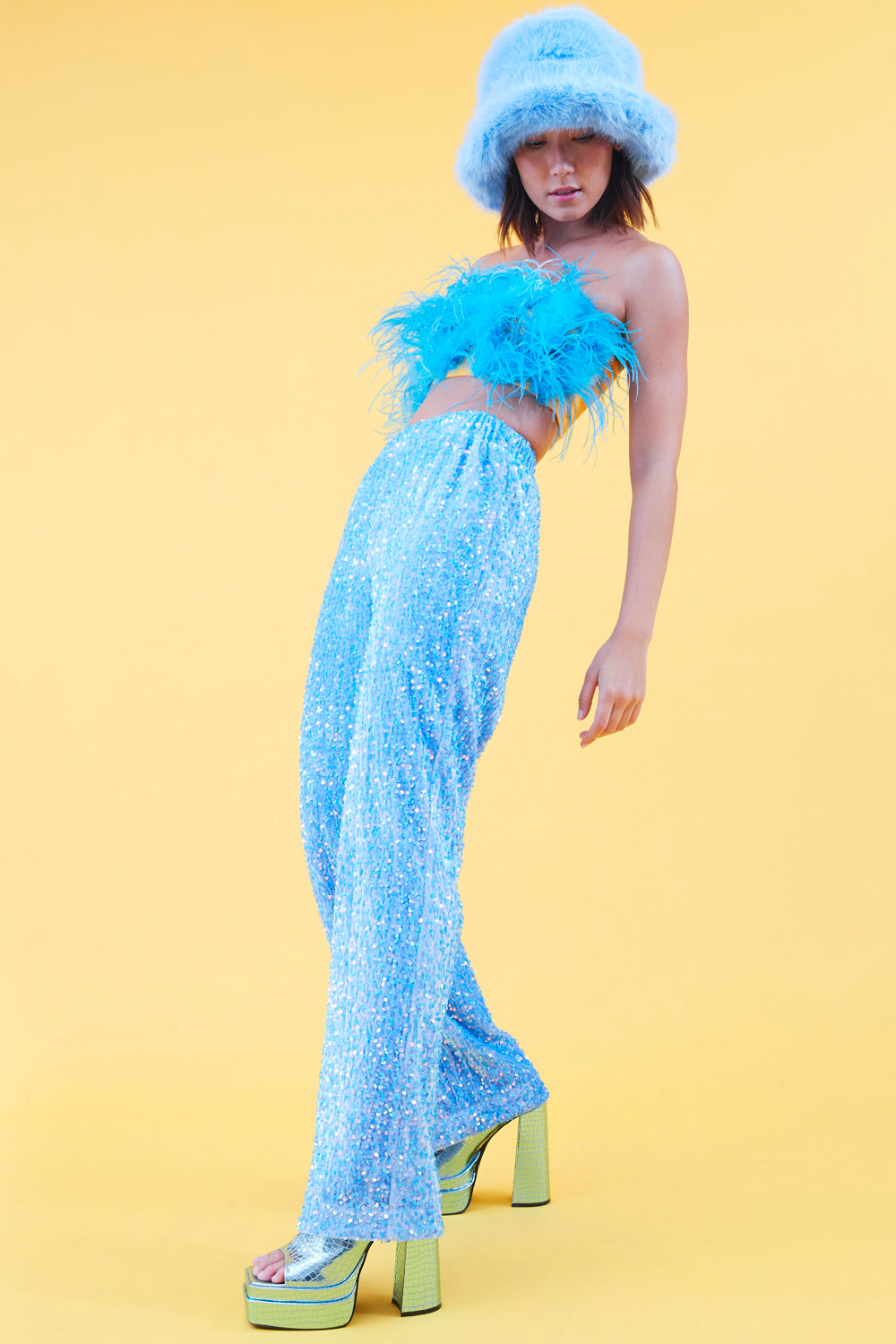 SQTS345A-07T - Bamboo Blend Sequin Trousers