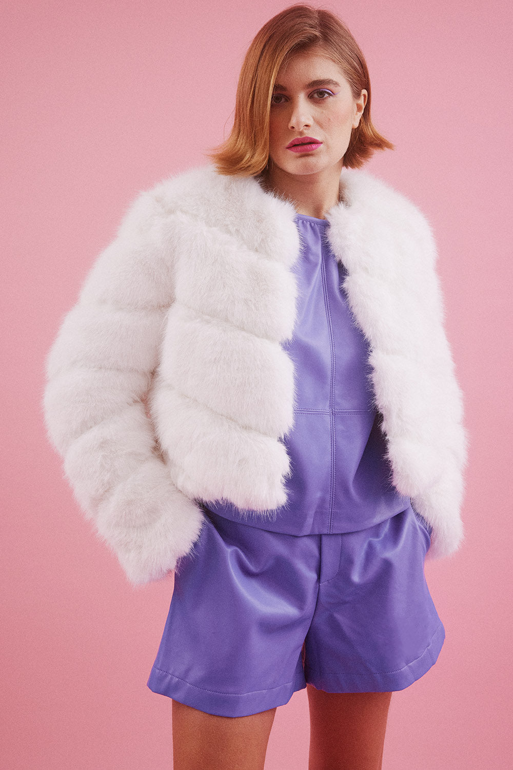 FMBJ475A-02 - Handmade Bamboo Lyocell Faux Fur Jacket