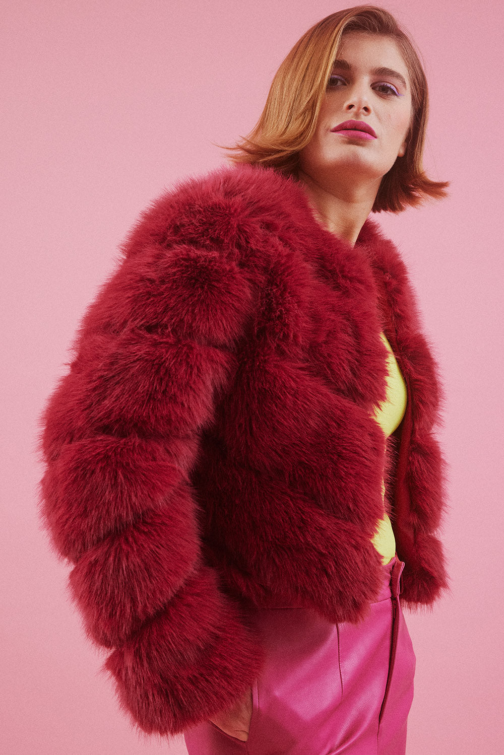 FMBJ475A-08 - Handmade Bamboo Lyocell Faux Fur Jacket