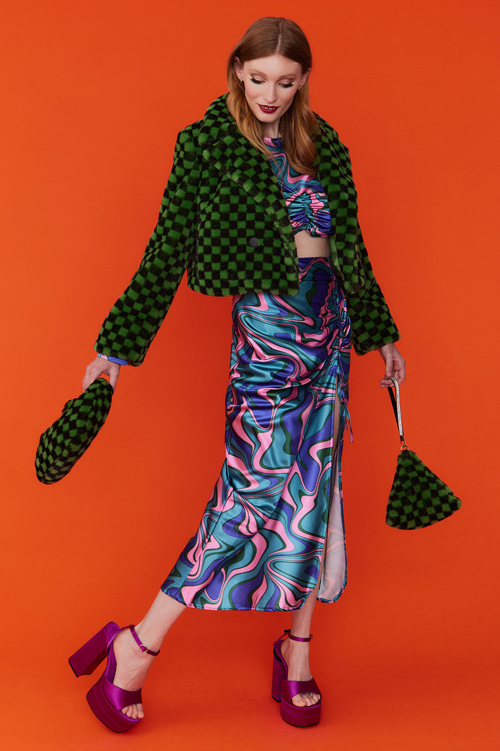 FMCJ45A-07L - Faux Fur Check Jacket