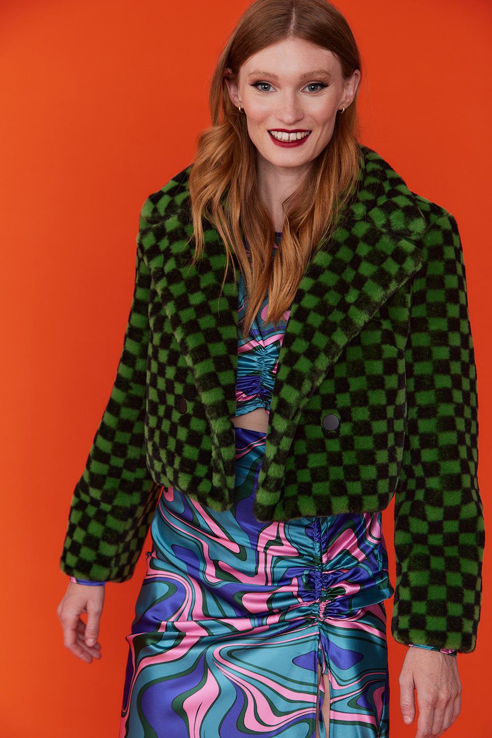 FMCJ45A-07L - Faux Fur Check Jacket