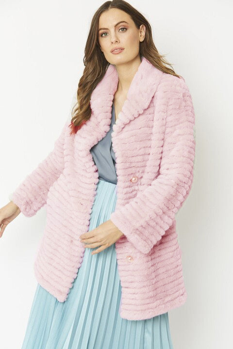 FMCT63A-06 - Ribbed Faux Fur Coat