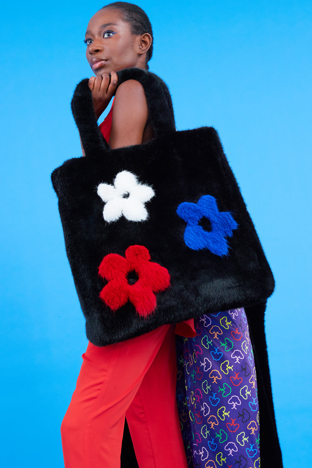 FMFBG395A-01 - Hand Made Bamboo Faux Fur Bag