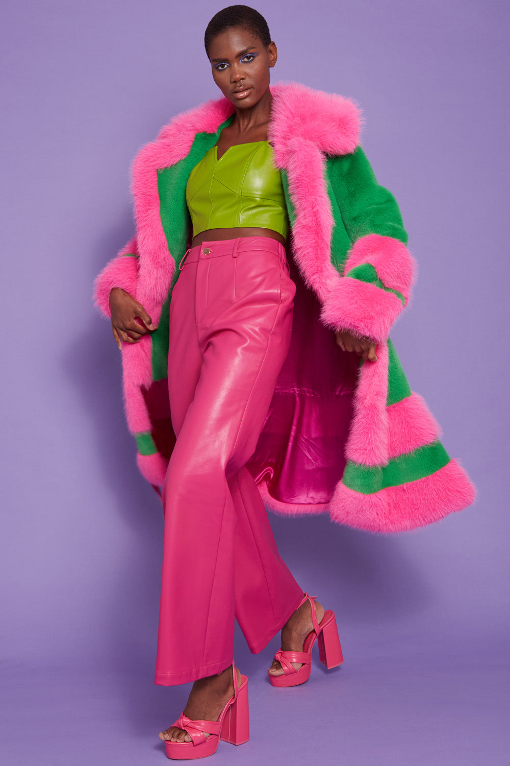 SULTS315A-06M - Tencel Blend Eco Leather Trousers