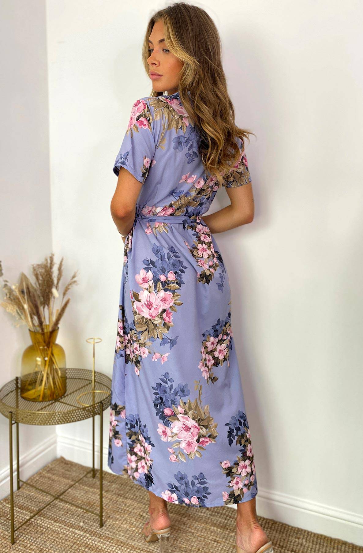Gillian Floral Print Maxi Shirt Dress