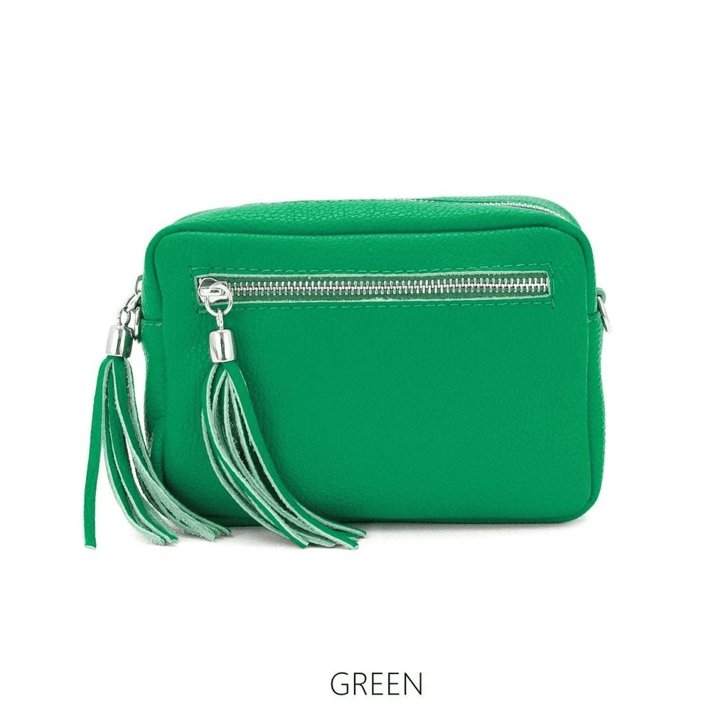 Leather Rectangle Tassel Crossbody Bag - style-heaven