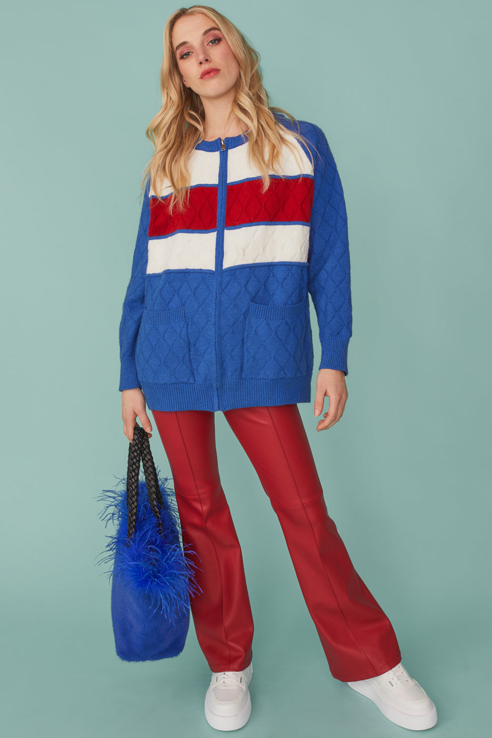 KNSA36A-07H - Banana Peel Blend Zipped Cardigan