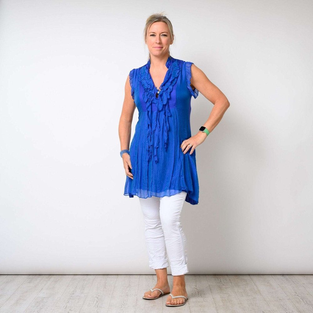 Silk Blend Ruffle Neck Mini Dress Available in 4 Colours One Size 8-14 - style-heaven