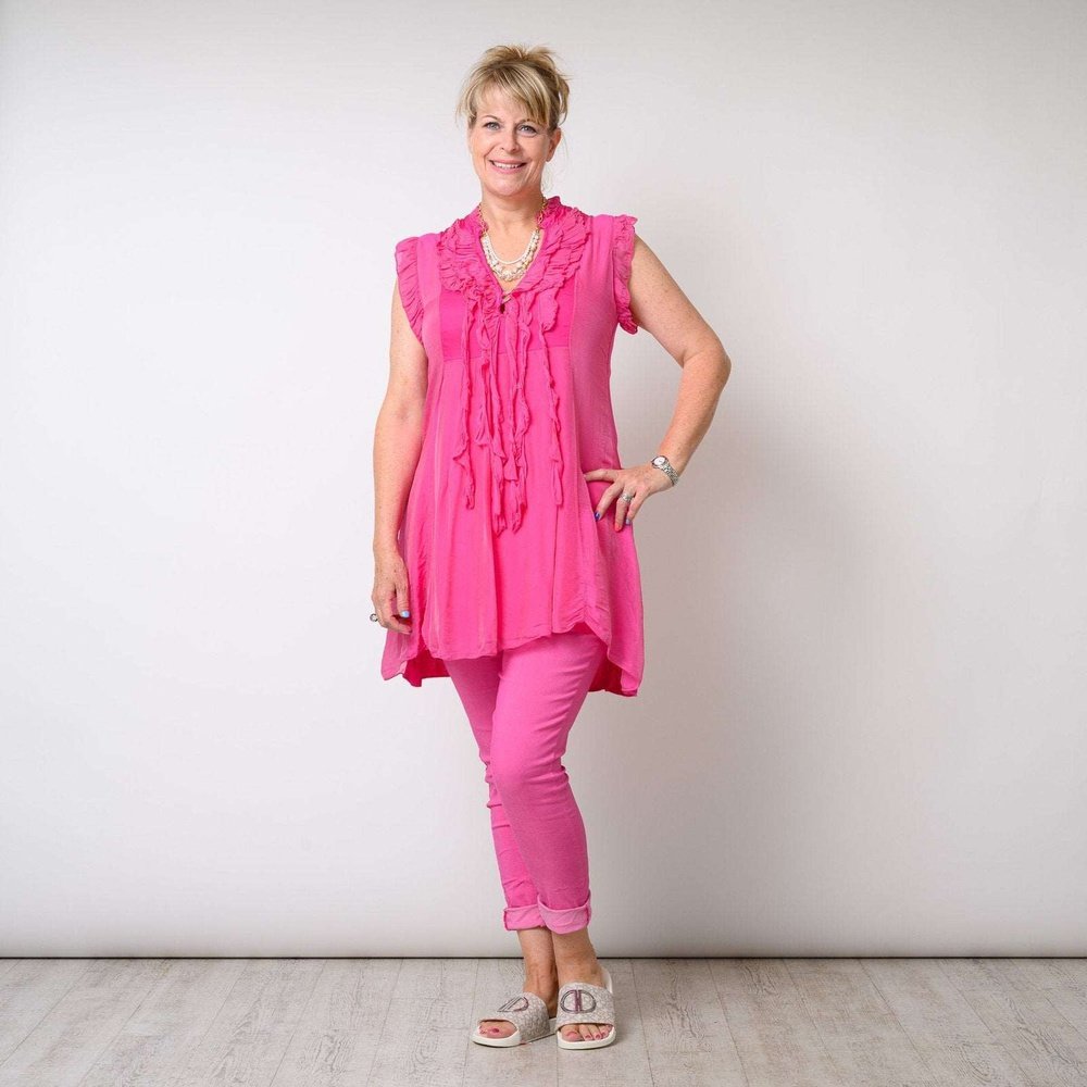 Silk Blend Ruffle Neck Mini Dress Available in 4 Colours One Size 8-14 - style-heaven