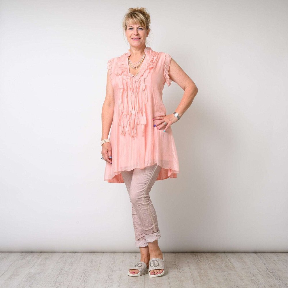 Silk Blend Ruffle Neck Mini Dress Available in 4 Colours One Size 8-14 - style-heaven