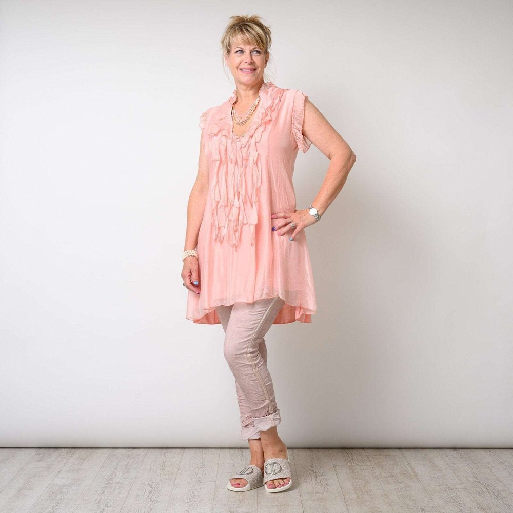 Silk Blend Ruffle Neck Mini Dress Available in 4 Colours One Size 8-14 - style-heaven